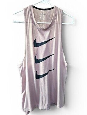 Women's NIKE Light Pink Tank with Black Swooshes Sz Small